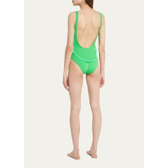 Solid & Striped The Annemarie Belted One Piece Swimsuit Green XS New - Picture 2 of 2